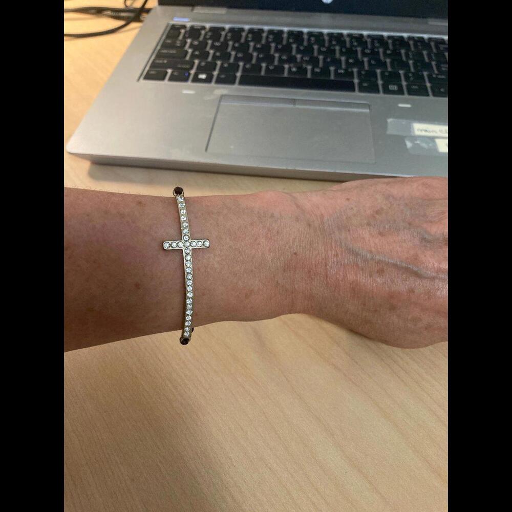 Sideways Rhinestone Cross Bracelet - Picture 5 of 5